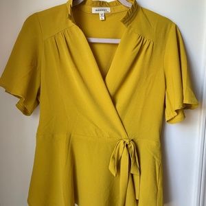 Mustard Yellow Tie Blouse